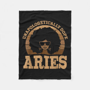 Manta Polar Aries Queen Afro Hair Black Woman Zodiac Rótulo