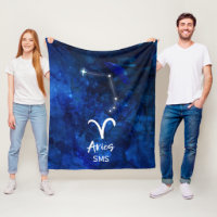 Aries Zodiac Constellation Blue Galaxy Monograma