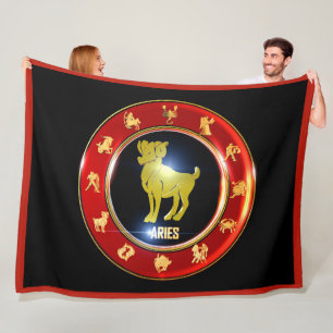 Manta Polar Aries Zodiac Rótulo Astrología Fleece Blanket
