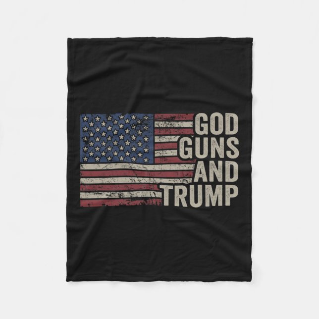 Manta Polar Armas Y Trump - A Favor De Dios, Divertido Republi (Anverso)