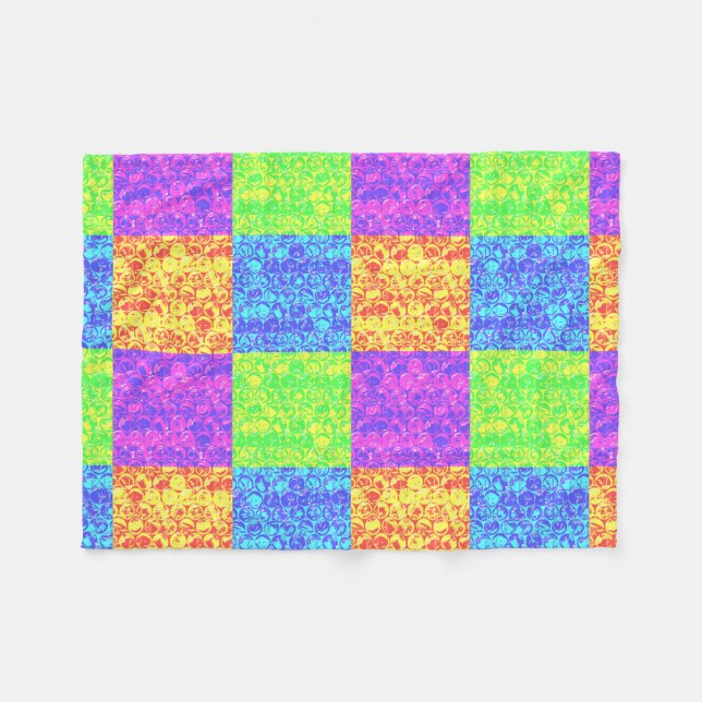 Manta Polar Arreglo de burbujas de arte pop arcoiris (Frente (Horizontal))