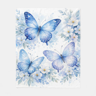 Manta Polar Arreglo floral de mariposa azul