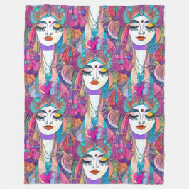 Manta Polar ART de rostros colorido - patrón ininterrumpido 2