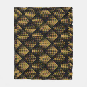 Manta Polar Art Deco: Cuadrados de oro, tapiz de esquina.