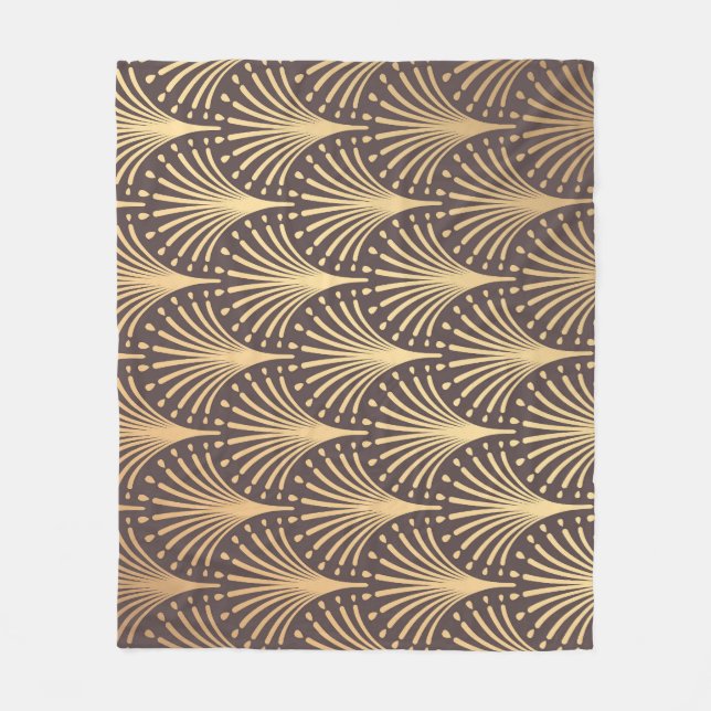 Manta Polar Art Deco Gold: Lujo geométrico minimalista (Anverso)