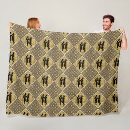 Manta Polar Art Deco Gran Gatsby Black Gold Flapper Pareja