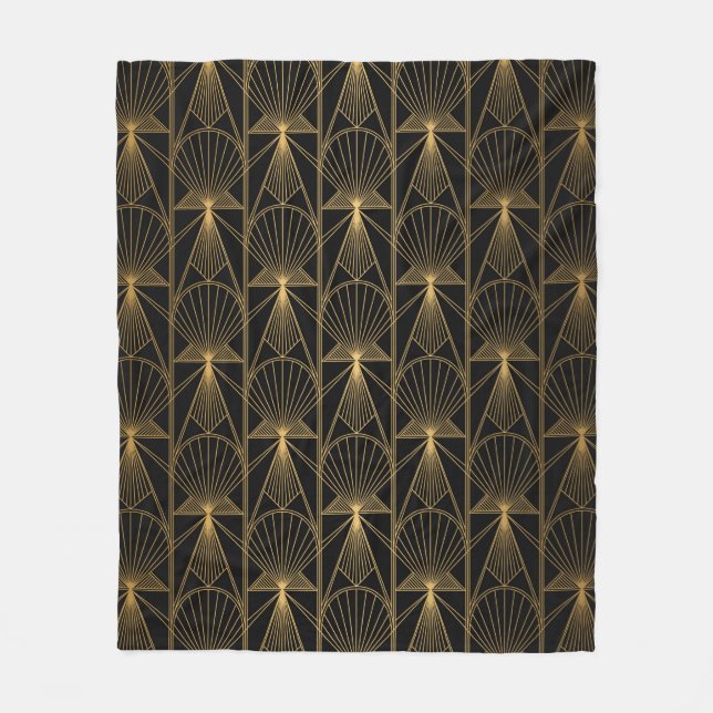Manta Polar Art Deco Pattern. Seamless black and gold backgrou (Anverso)