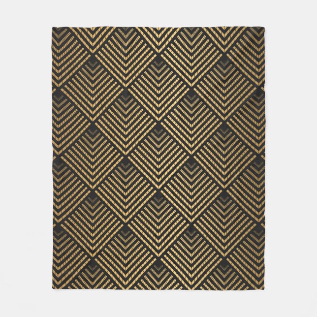 Manta Polar Art Deco Pattern. Seamless black and gold backgrou (Anverso)