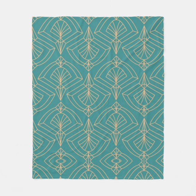 Manta Polar Art Deco pattern with gold geometric shapes  (Anverso)