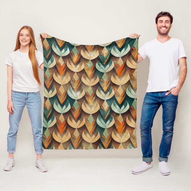 Manta Polar Art Deco Teal & Gold Geometric Pattern (10) (In situ)