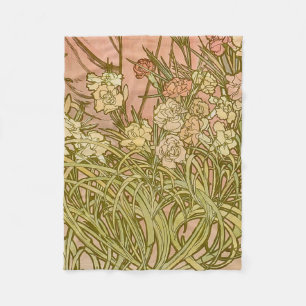 Manta Polar Art Nouveau Alfonse Mucha Flores de clavel floral