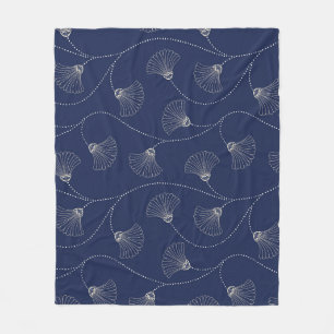 Manta Polar Art Nouveau floral crema índigo