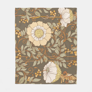 Manta Polar Art Nouveau: Vintage floral decorativo.