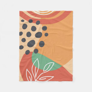 Manta Polar Arte abstracto con flores de colores boho