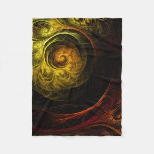 Manta Polar Arte abstracto de color rojo floral de Sunrise