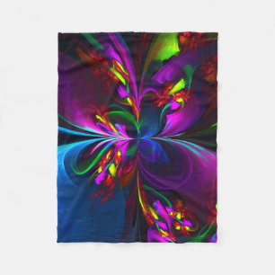 Manta Polar Arte abstracto floral moderno patrón rojo azul #15
