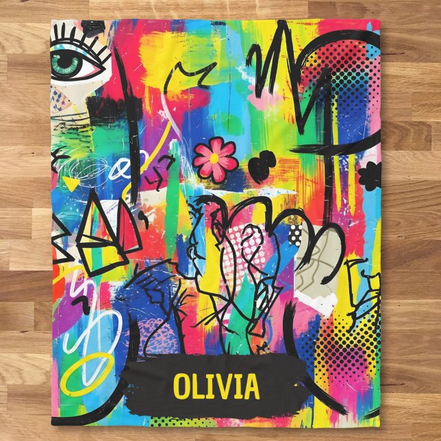 Manta Polar Arte abstracto personalizado de graffiti pop vibra (Subido por el creador)