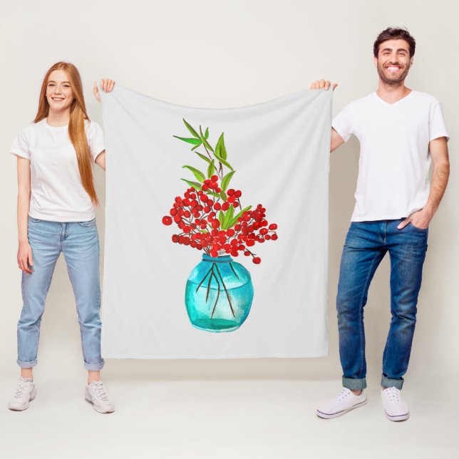 Manta Polar Arte acuático de las Berries Rojas (In situ)