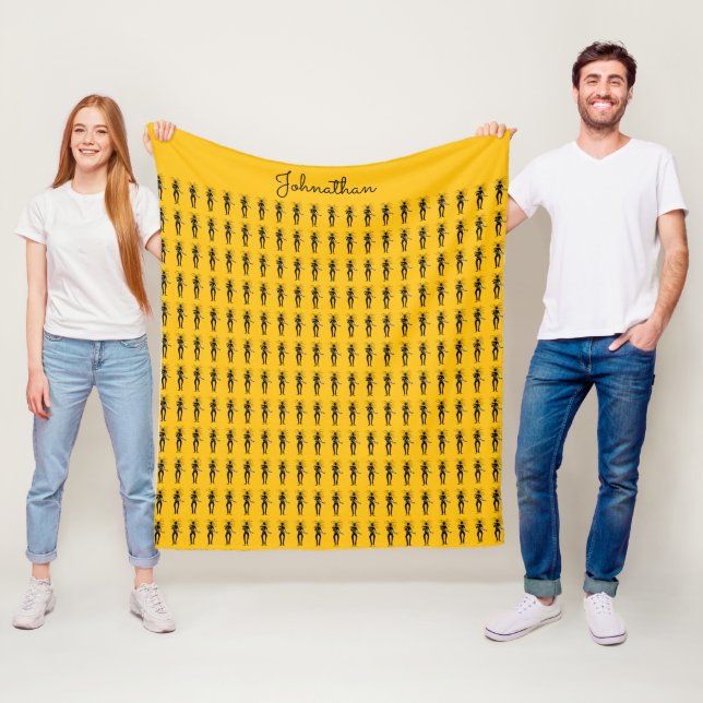 Manta Polar Arte africano, patrón guitarista de siluetas (In situ)