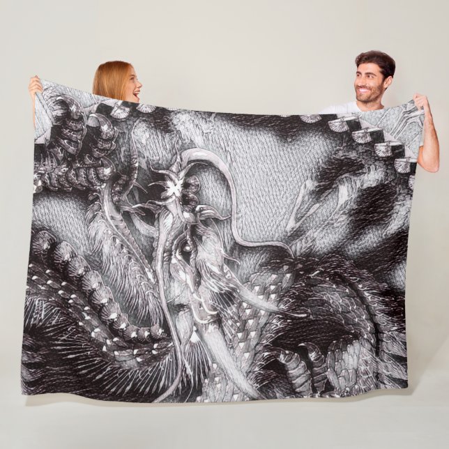 Manta Polar Arte chino del lápiz del dragón (In situ)