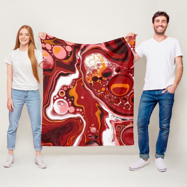 Manta Polar Arte con fluido de mármol blanco y borgoña (In situ)