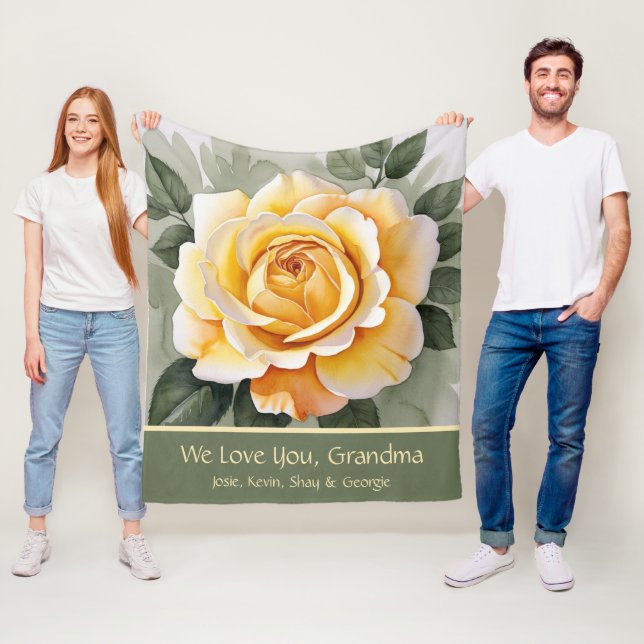 Manta Polar Arte de acuarela de rosa amarillo (In situ)