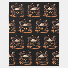 Manta Polar Arte de café de Halloween: Latte espeluznante con