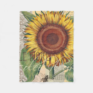 Manta Polar Arte de flor de yute vintage Damask