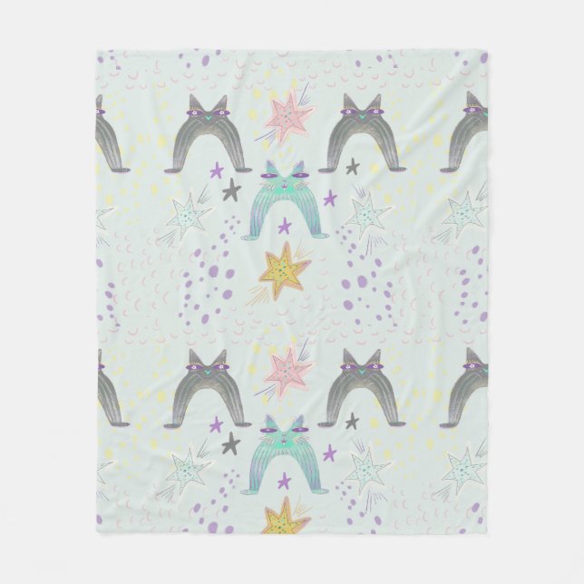 Manta Polar arte de gato arcoíris (Anverso)