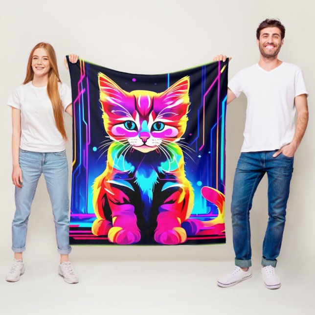 Manta Polar Arte de gato vibrante (In situ)