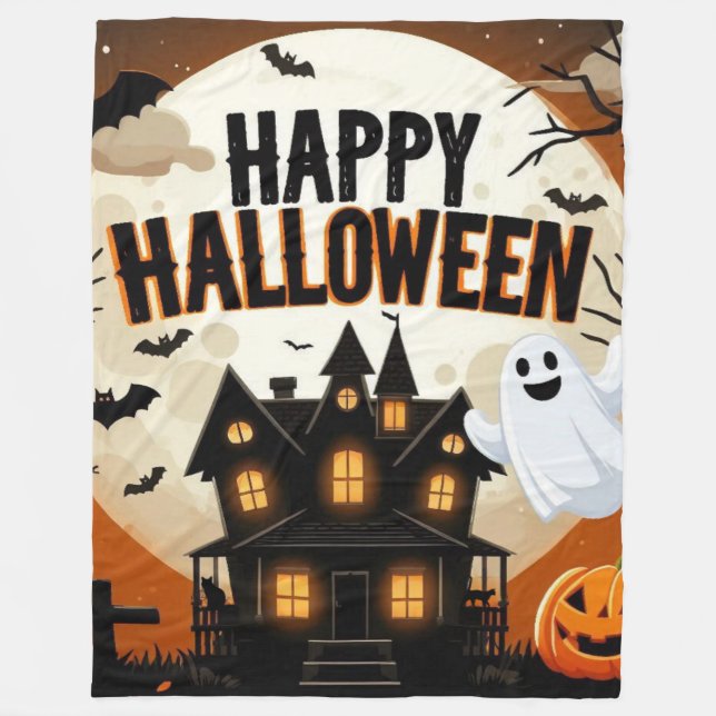 Manta Polar Arte de Halloween feliz (Anverso)