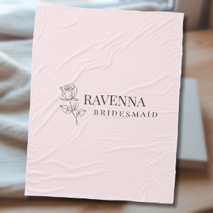 Manta Polar Arte de Línea de Rosa Rosa Luxe con Nombre Persona