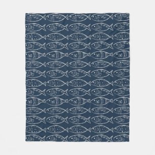 Manta Polar Arte de línea minimalista pez azul medianoche