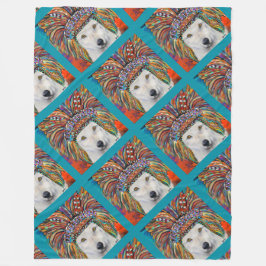 Manta Polar Arte de Lobo Blanco