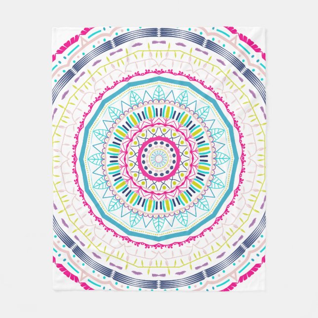 Manta Polar Arte de Mandala Colorido Vibrante (Anverso)