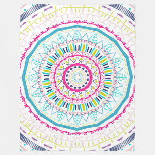 Manta Polar Arte de Mandala Colorido Vibrante