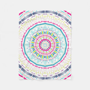 Manta Polar Arte de Mandala Colorido Vibrante