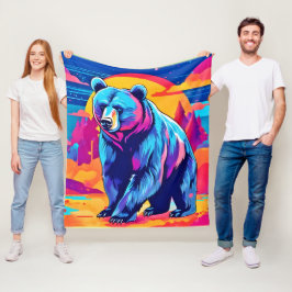 Manta Polar Arte de oso vibrante
