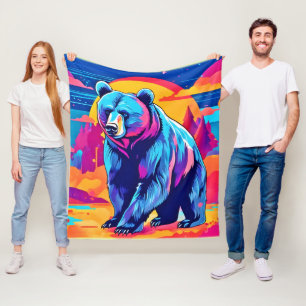 Manta Polar Arte de oso vibrante