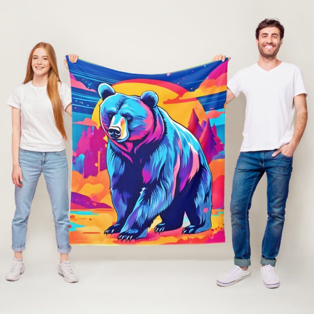 Manta Polar Arte de oso vibrante (In situ)