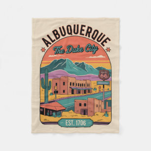 Manta Polar Arte de paisaje urbano retro de Albuquerque, Nuevo