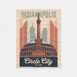 Manta Polar Arte de paisaje urbano retro de Indianapolis India