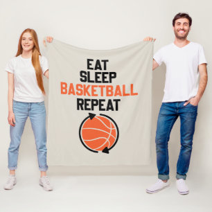 Manta Polar Arte de palabras divertidas comer dormir baloncest
