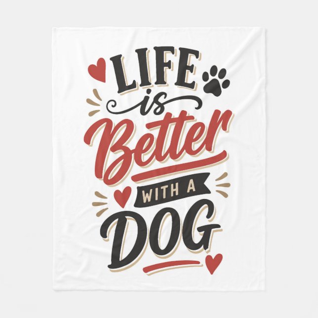 Manta Polar Arte de pared para amantes de perros - La vida es  (Anverso)