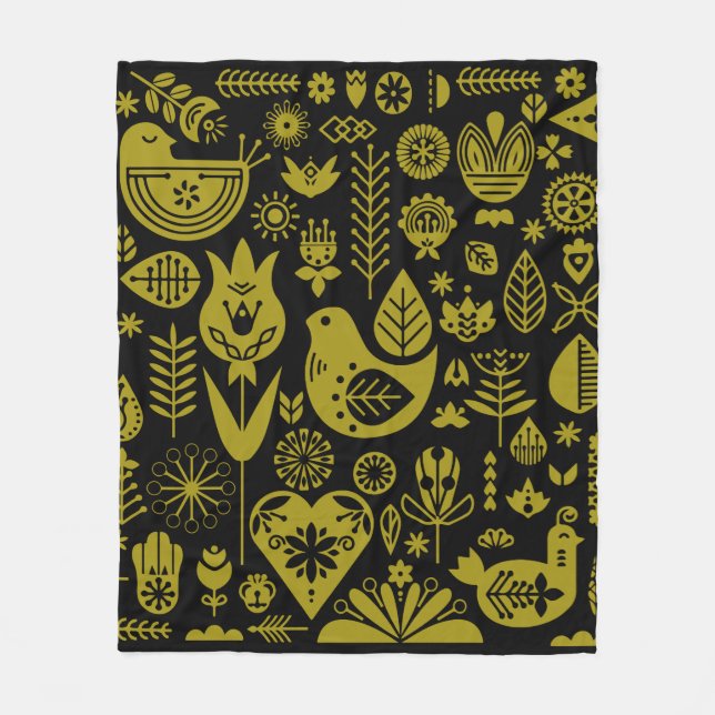 Manta Polar Arte de patrones folclóricos nórdicos escandinavos (Anverso)