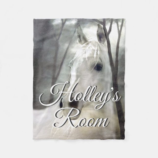 Manta Polar Arte de pintura con retrato blanco de caballo pers (Anverso)