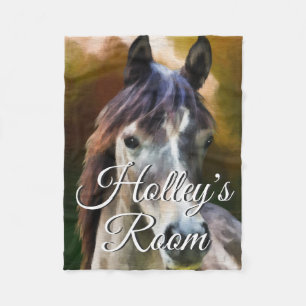 Manta Polar Arte de pintura con retrato de caballo personaliza