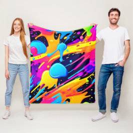 Manta Polar Arte de pintura con salpicaduras de neón