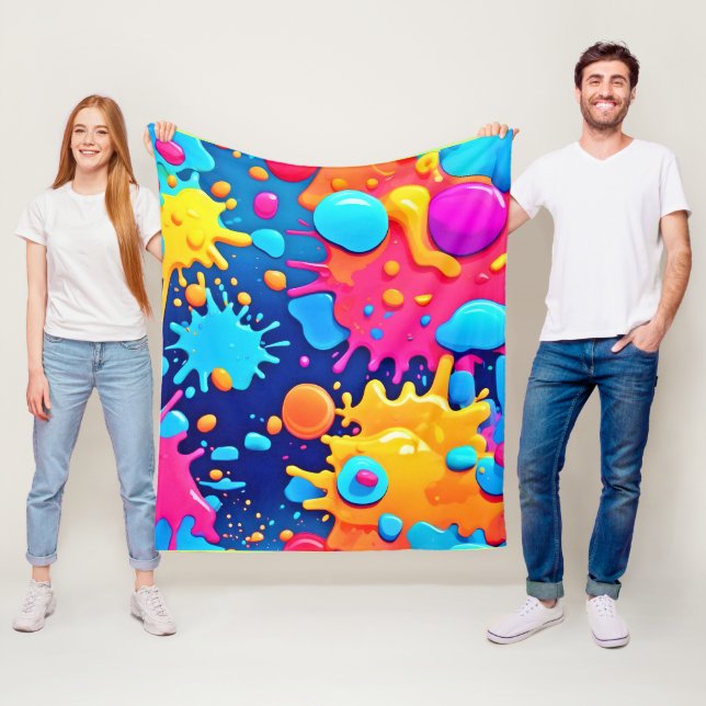 Manta Polar Arte de pintura de salpicaduras de arcoíris (In situ)