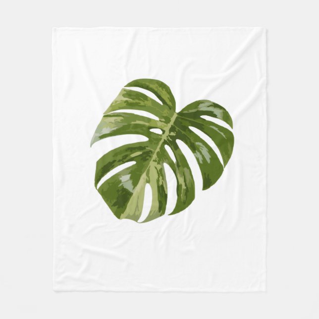 Manta Polar Arte de planta Monstera Albo variada (Anverso)